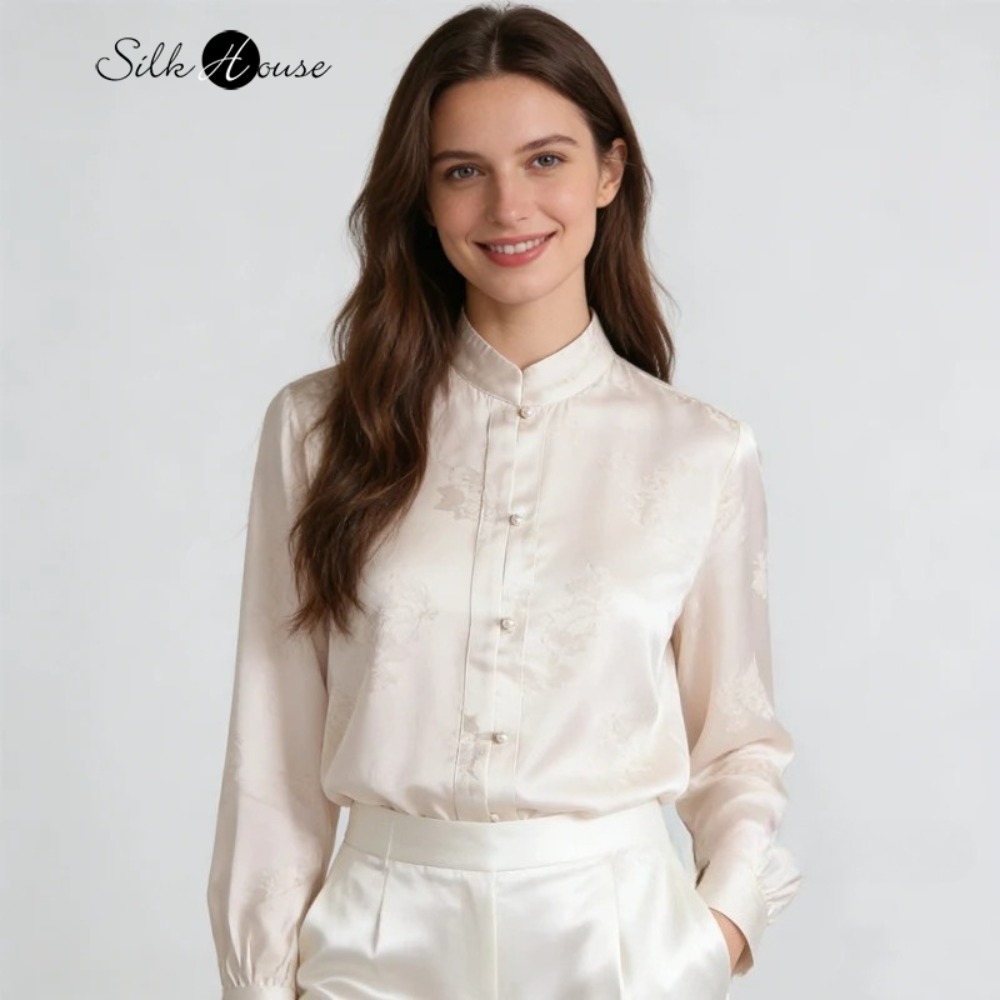 Silk Blouse Button - Chemise Jacquard en soie de mûrier