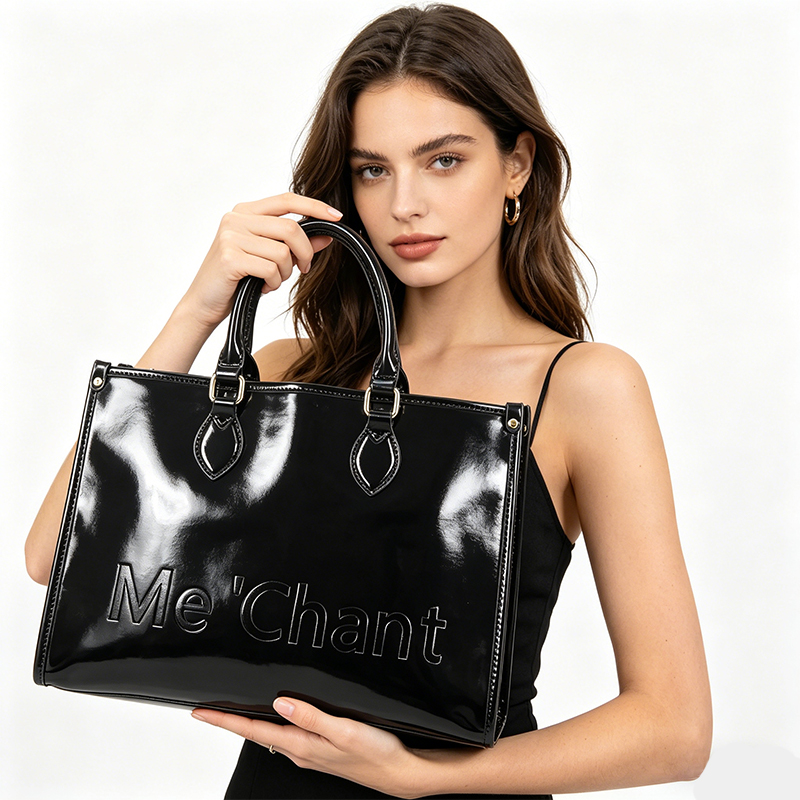 Sac fourre-tout noir brillant  - Shoulder Bag Structured avis et prix