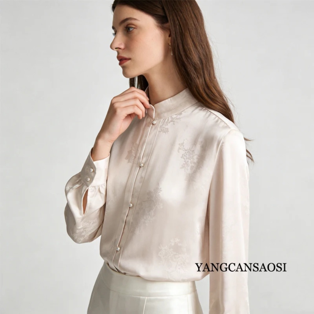 Chemise Jacquard en soie de mû - Silk Blouse Button avis et prix