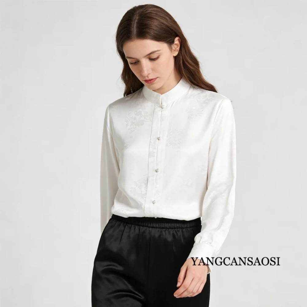 Chemise Jacquard en soie de mû - Silk Blouse Button avis et prix