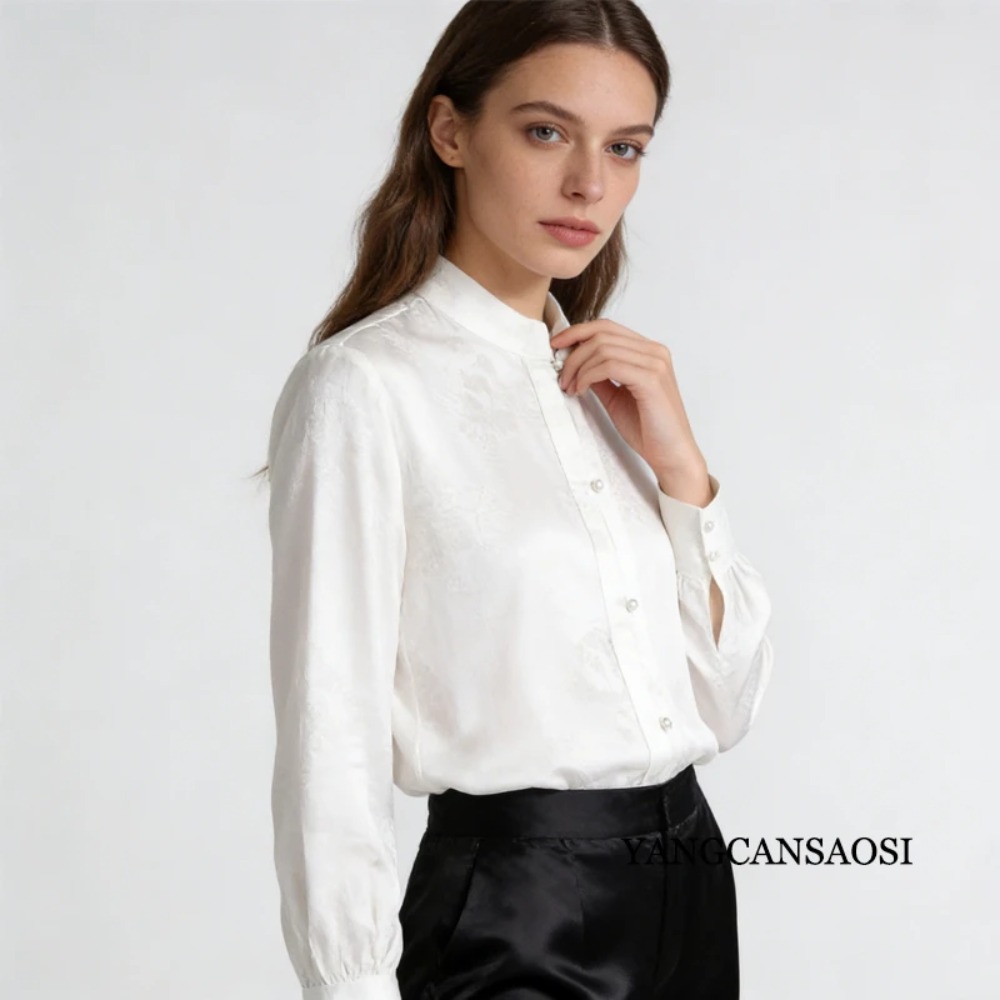 Chemise Jacquard en soie de mû - Silk Blouse Button avis et prix