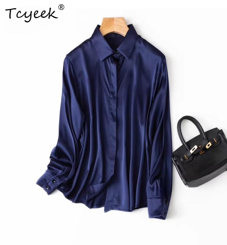 Tcyeek – hauts en soie de mûri - Silk Blouse Button avis et prix
