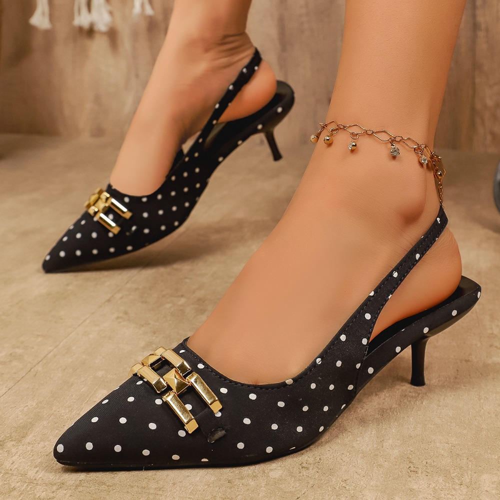 Escarpins à pois noirs et blan - Kitten Heel Women avis et prix