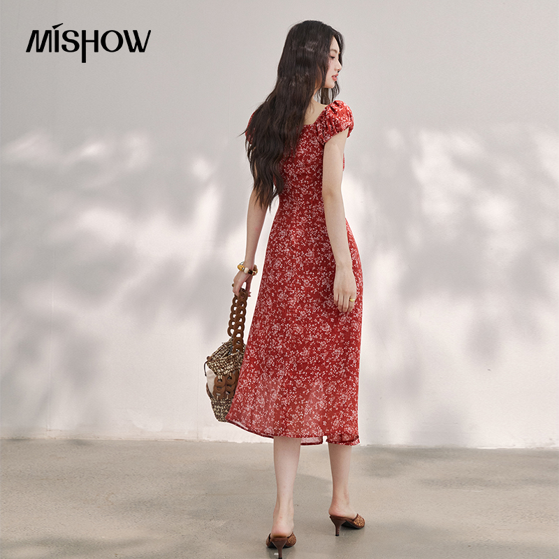 Robe longue midi en mousseline - Women'S Red Formal Wear avis et prix