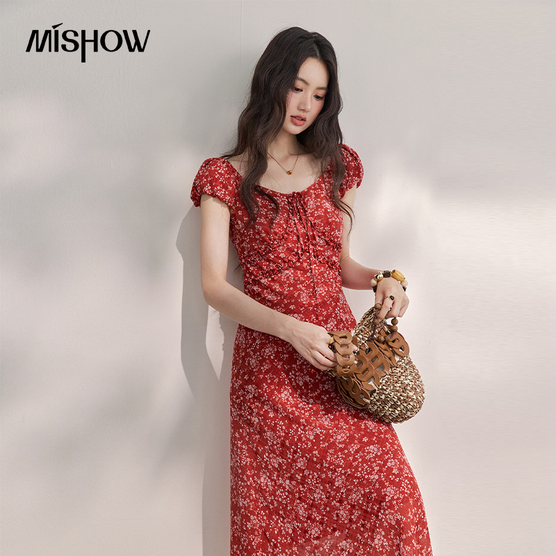 Robe longue midi en mousseline - Women'S Red Formal Wear avis et prix