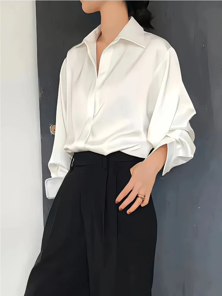 Grande taille décontracté femm - Silk Blouse Button avis et prix