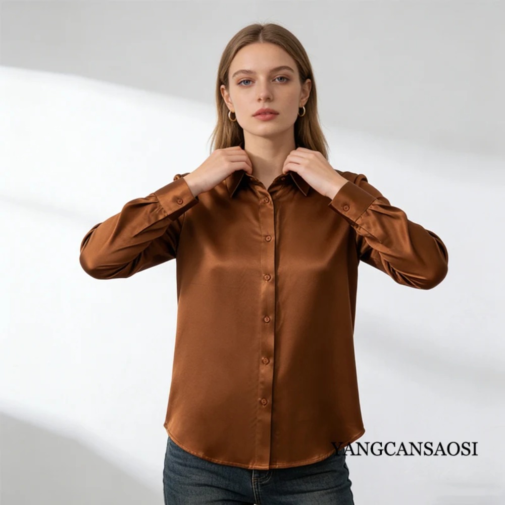 Chemise à manches longues en S - Silk Blouse Button avis et prix