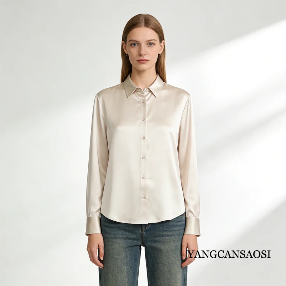 Chemise à manches longues en S - Silk Blouse Button avis et prix