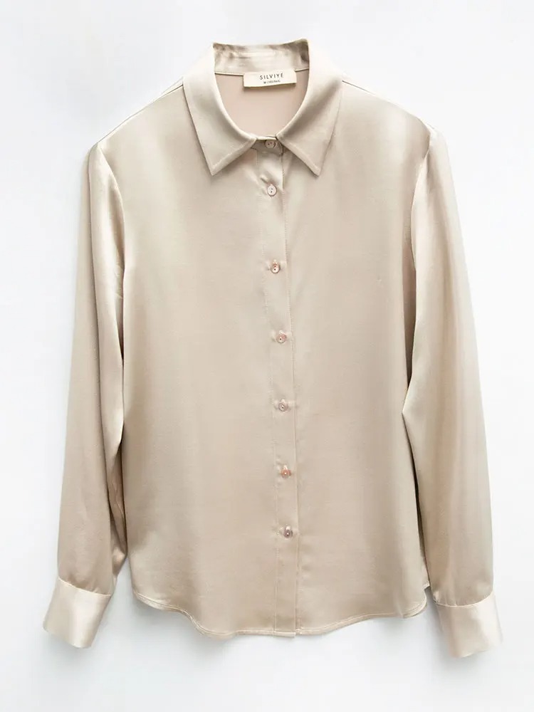 Chemise à manches longues en S - Silk Blouse Button avis et prix