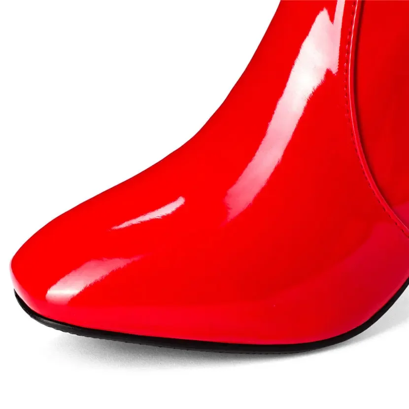 Bottes Hautes en Cuir Verni Ro - Women'S Red Formal Wear avis et prix